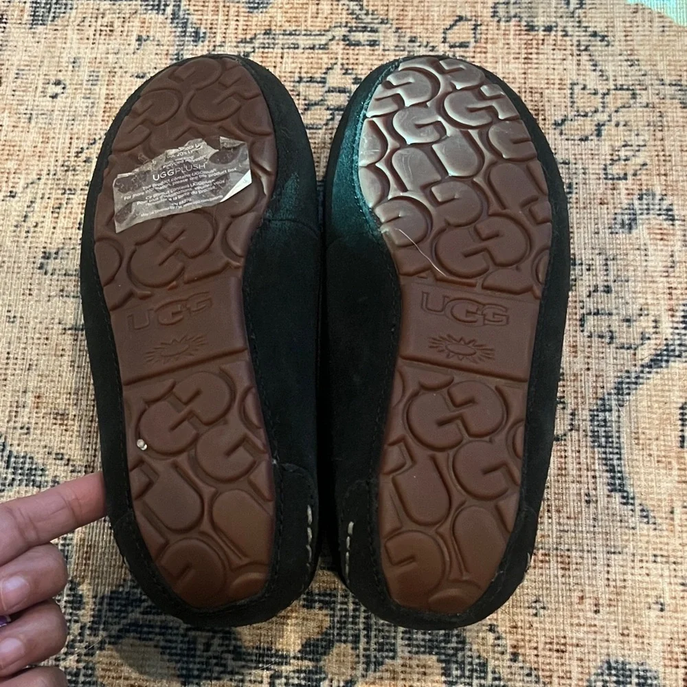 UGG Black Suede Moccasin Slippers size 5